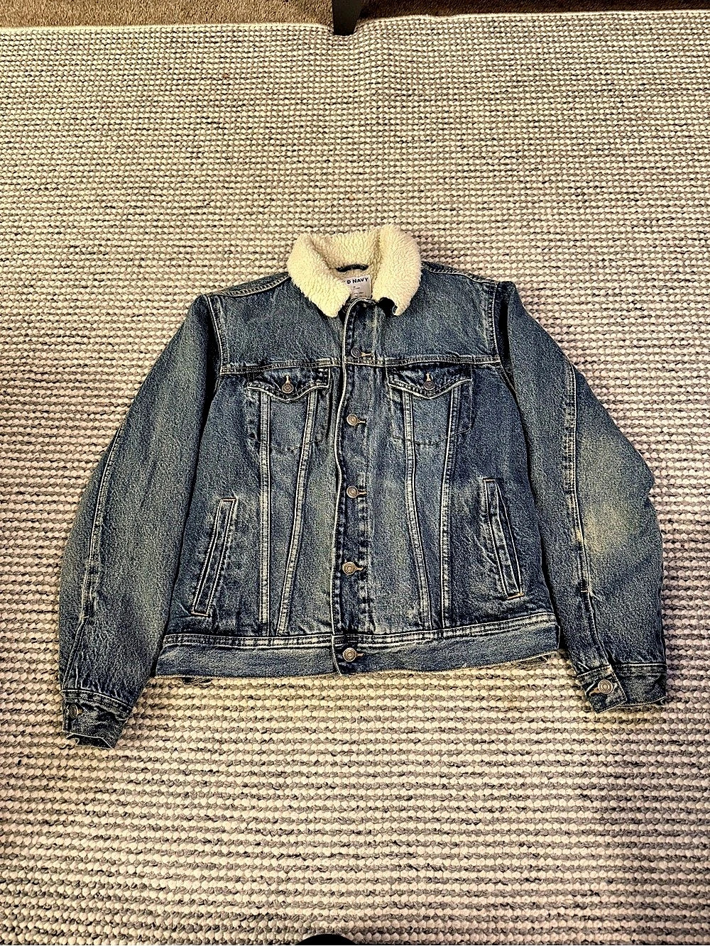 Old Navy Sherpa-Lined Jean Jacket Blue & Cream Medium